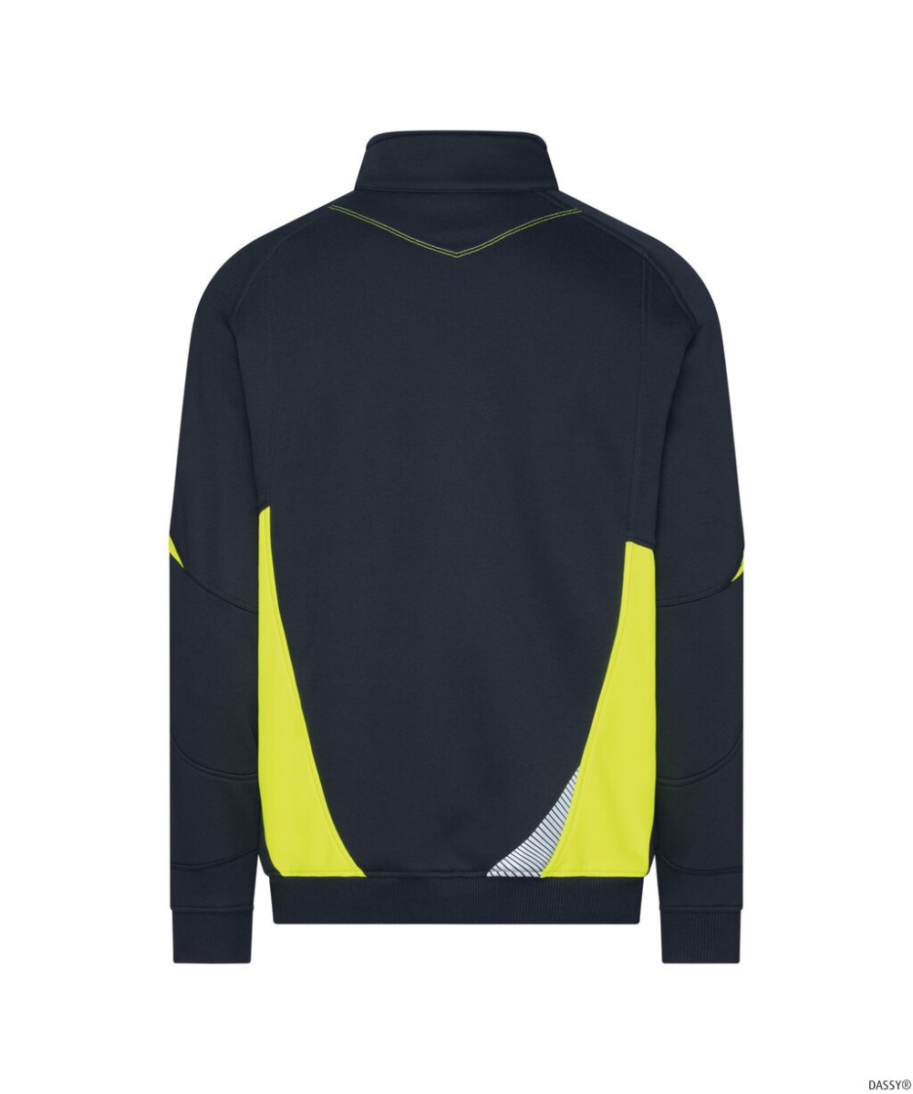 DASSY-Sweatshirt ARATU, 305 g/m², nachtblau/neongelb