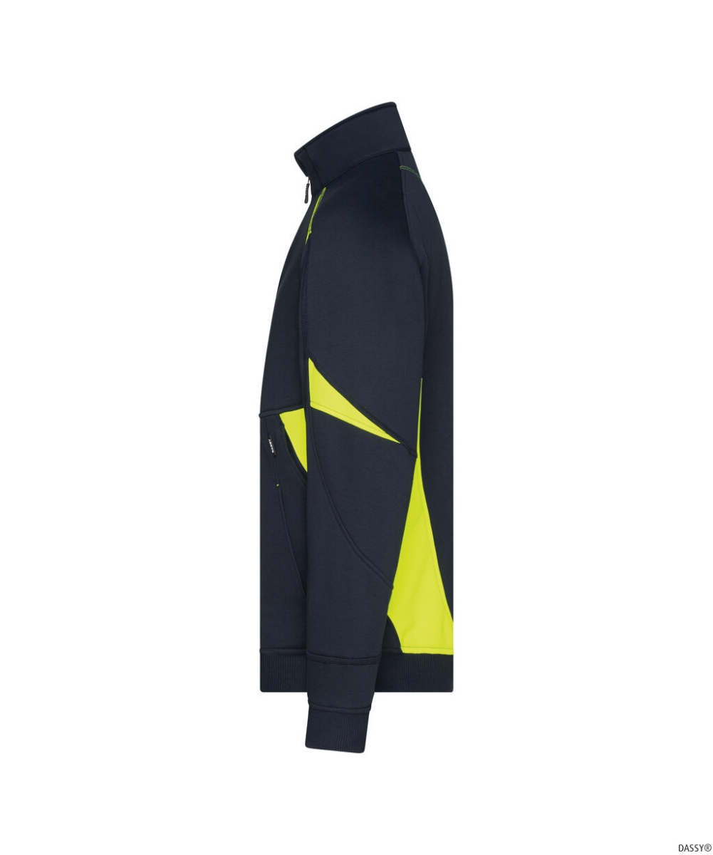 DASSY-Sweatshirt ARATU, 305 g/m², nachtblau/neongelb
