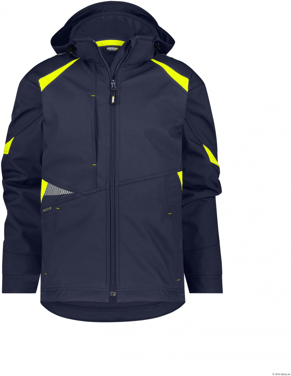 DASSY-Softshell Jacke KALAMA, 280 g/m², nachtblau/neogelb