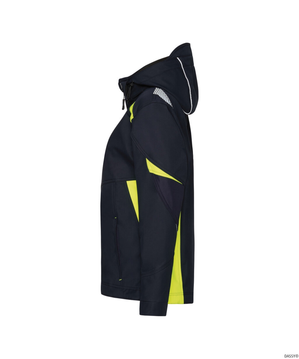 DASSY-Softshell Jacke KALAMA, 280 g/m², nachtblau/neogelb