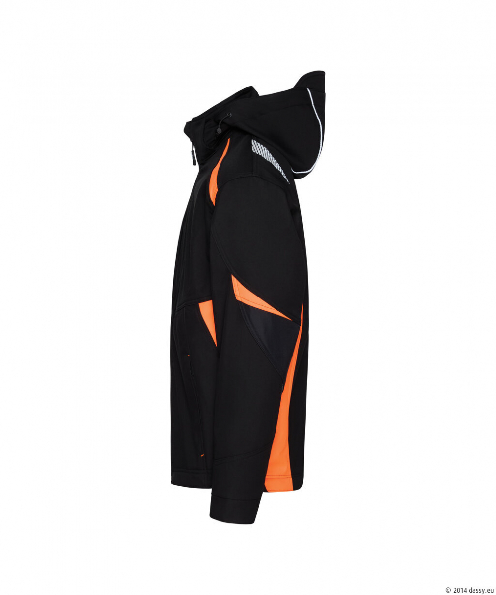 DASSY® Kalama Softshell-jacke, schwarz/fluo orange