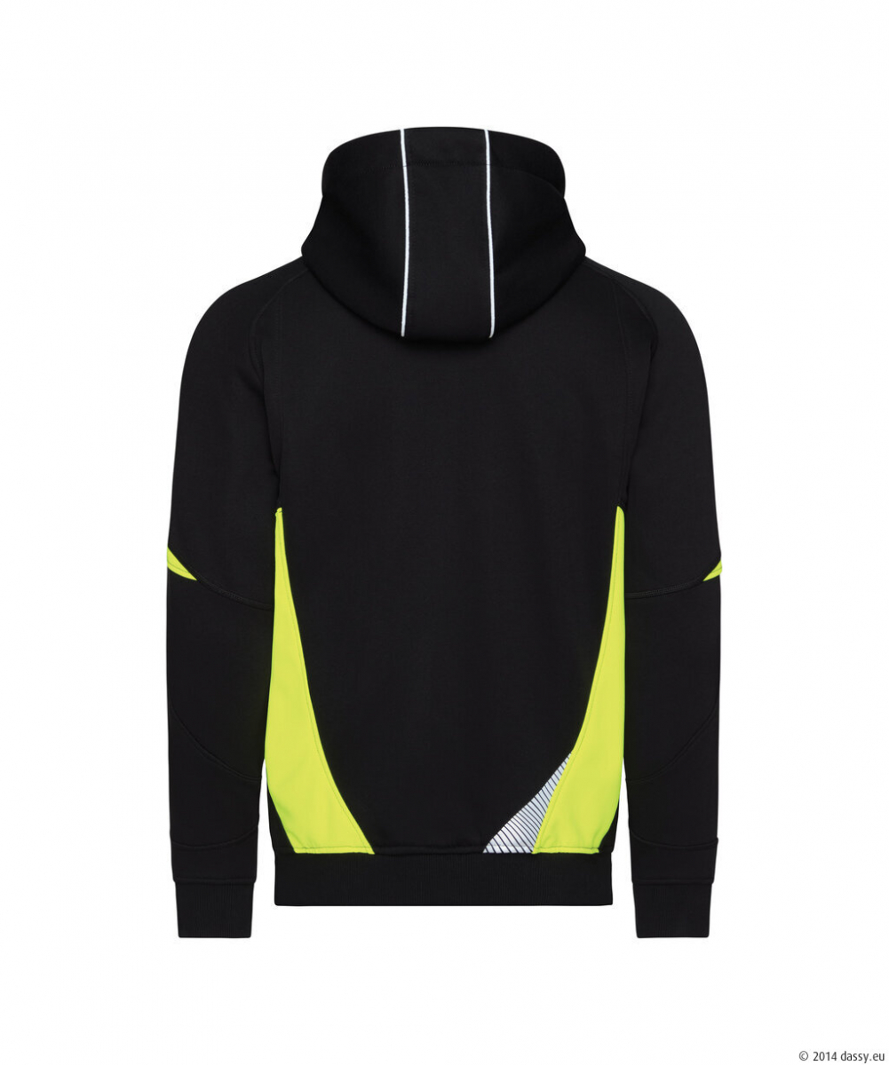 DASSY® Santos Kapuzensweatshirt, schwarz/neongelb