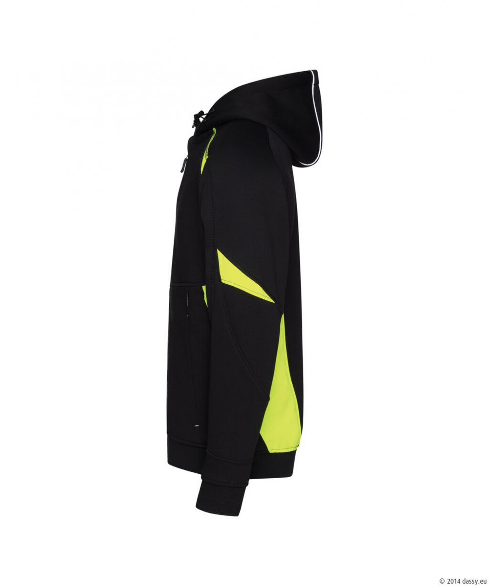 DASSY® Santos Kapuzensweatshirt, schwarz/neongelb