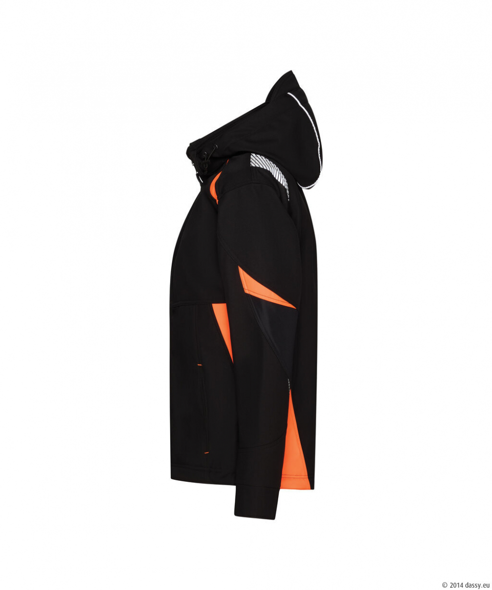 DASSY® Kalama Women Softshell-jacke für Damen, schwarz/fluo orange