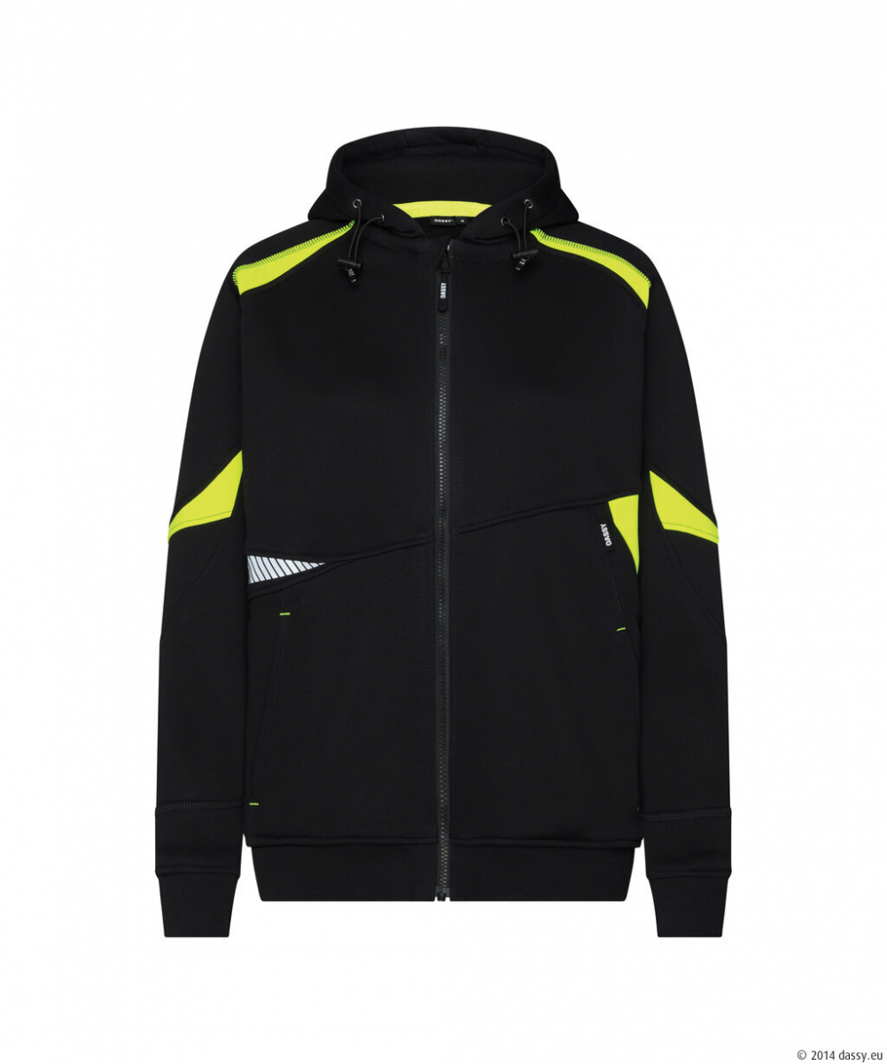 DASSY® Santos Women Kapuzensweatshirt für Damen, schwarz/neongelb
