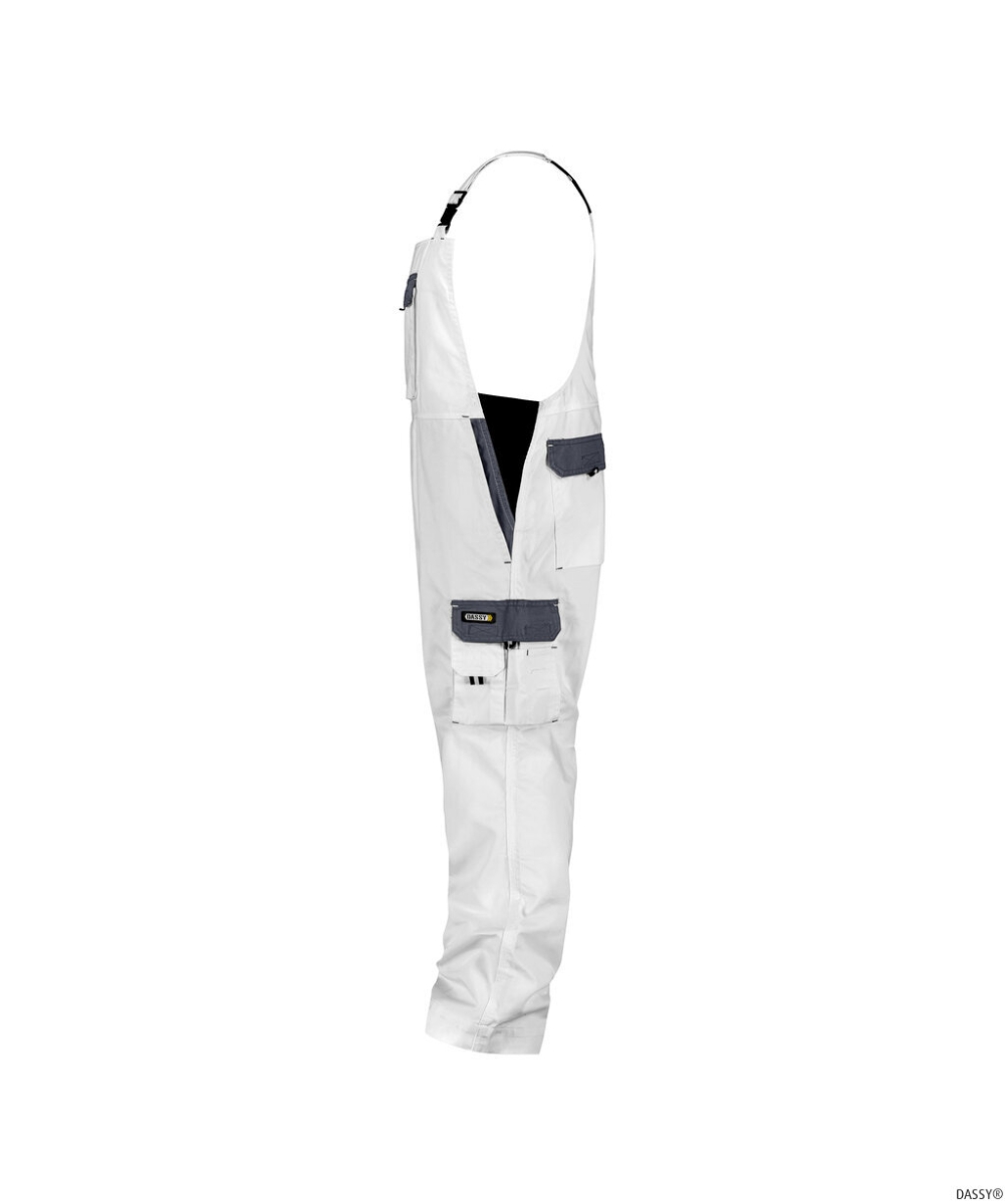 DASSY-Workwear, Latzhose CALAIS, , weiß/grau