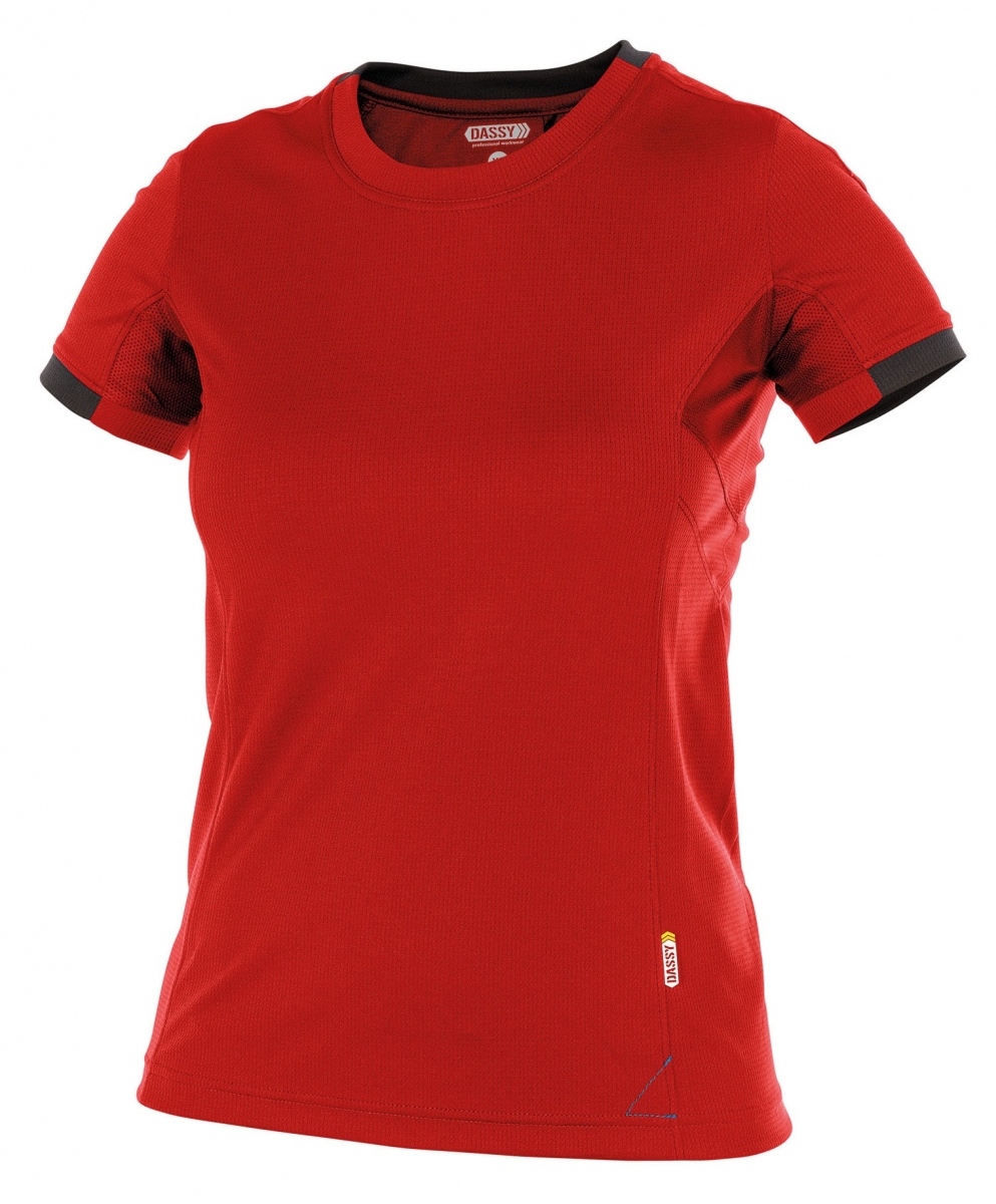 DASSY-Worker-Shirts, Damen-T-Shirt, "NEXUS", rot/schwarz