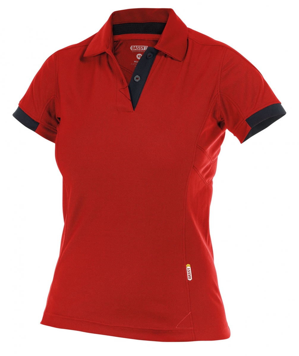 DASSY-Worker-Shirts, Damen-Poloshirt "TRAXION", rot/schwarz