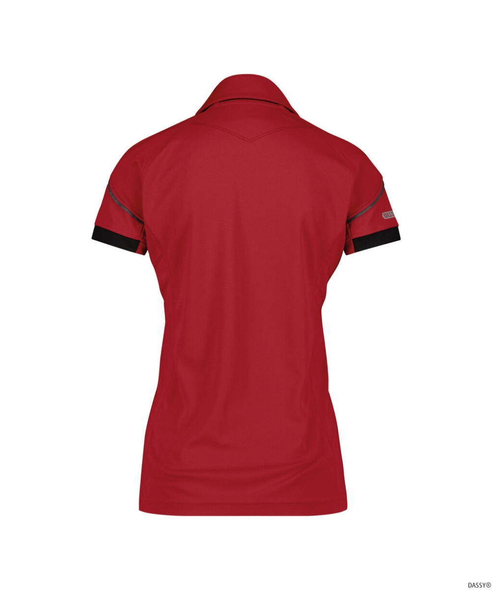 DASSY-Worker-Shirts, Damen-Poloshirt TRAXION, rot/schwarz