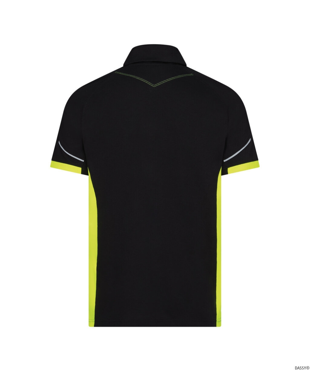DASSY-Polo-Shirt VERACRUZ, 220 g/m², schwarz/neongelb