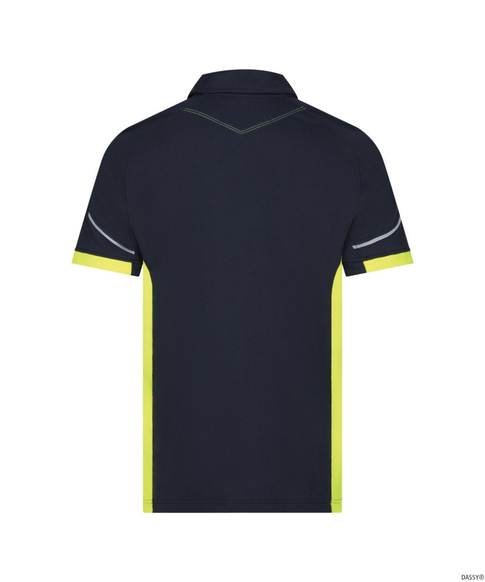 DASSY-Polo-Shirt VERACRUZ, 220 g/m², nachtblau/neongelb