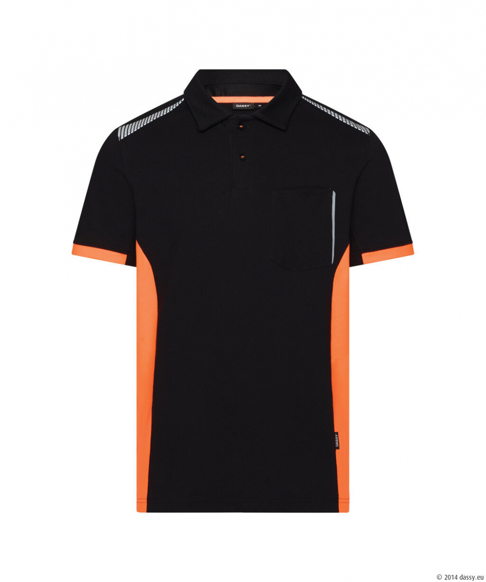 DASSY® Veracruz Poloshirt, schwarz/fluo orange