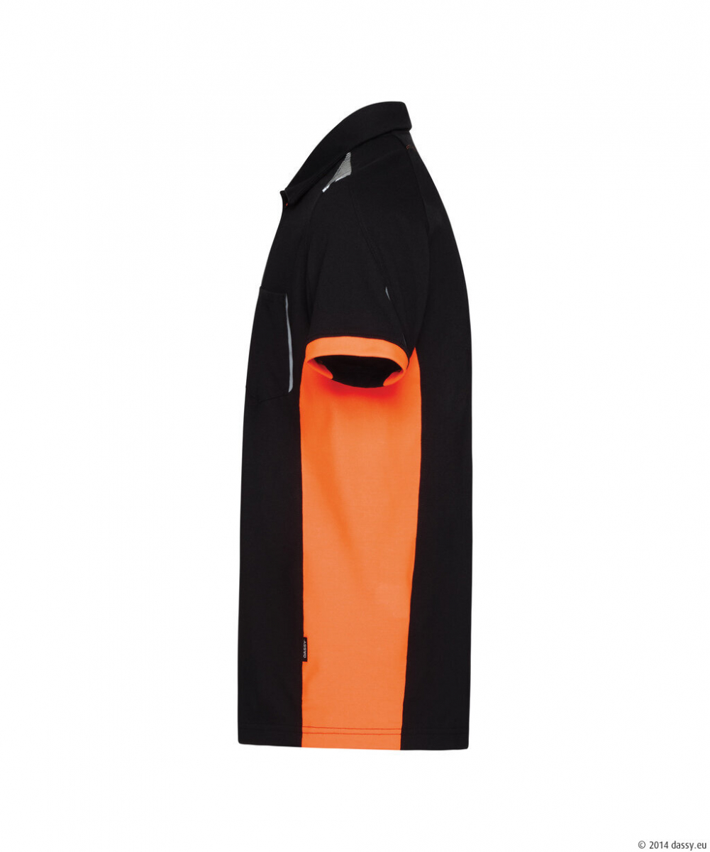 DASSY® Veracruz Poloshirt, schwarz/fluo orange