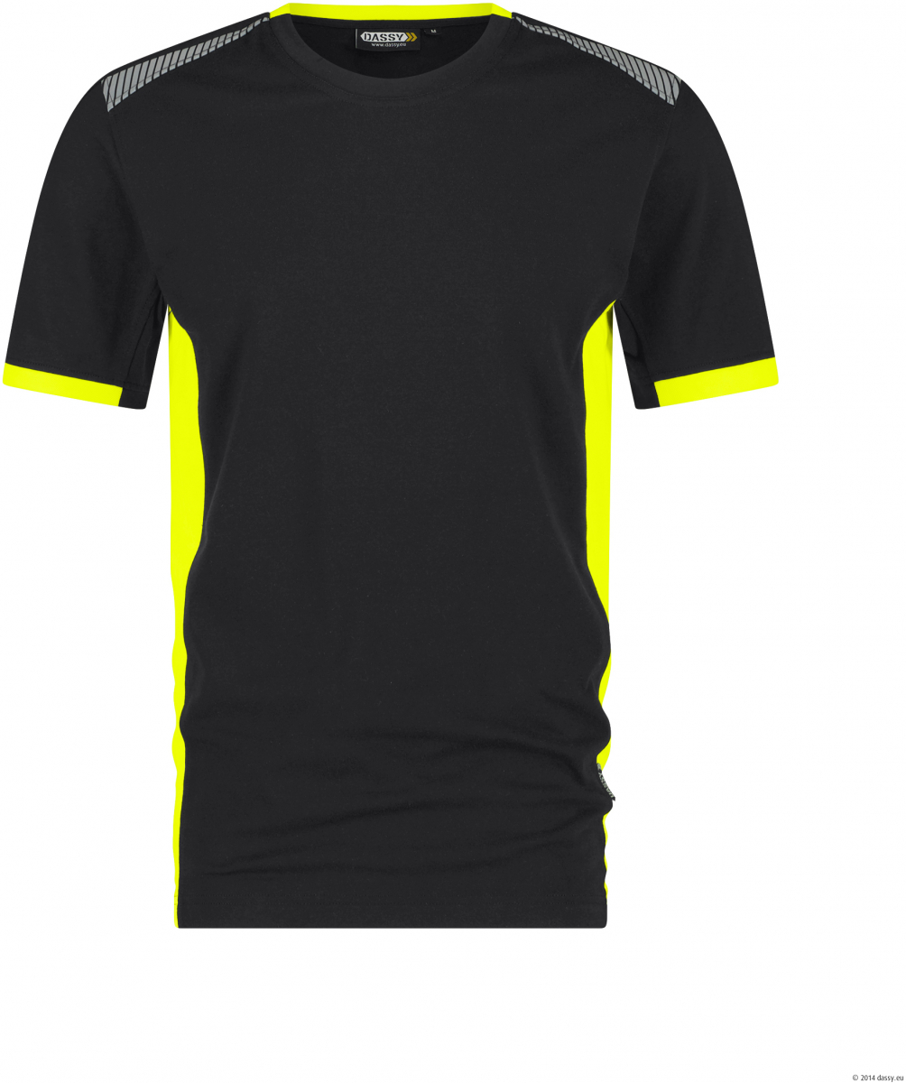 DASSY-T-Shirt TAMPICO, 180 g/m², schwarz/neongelb