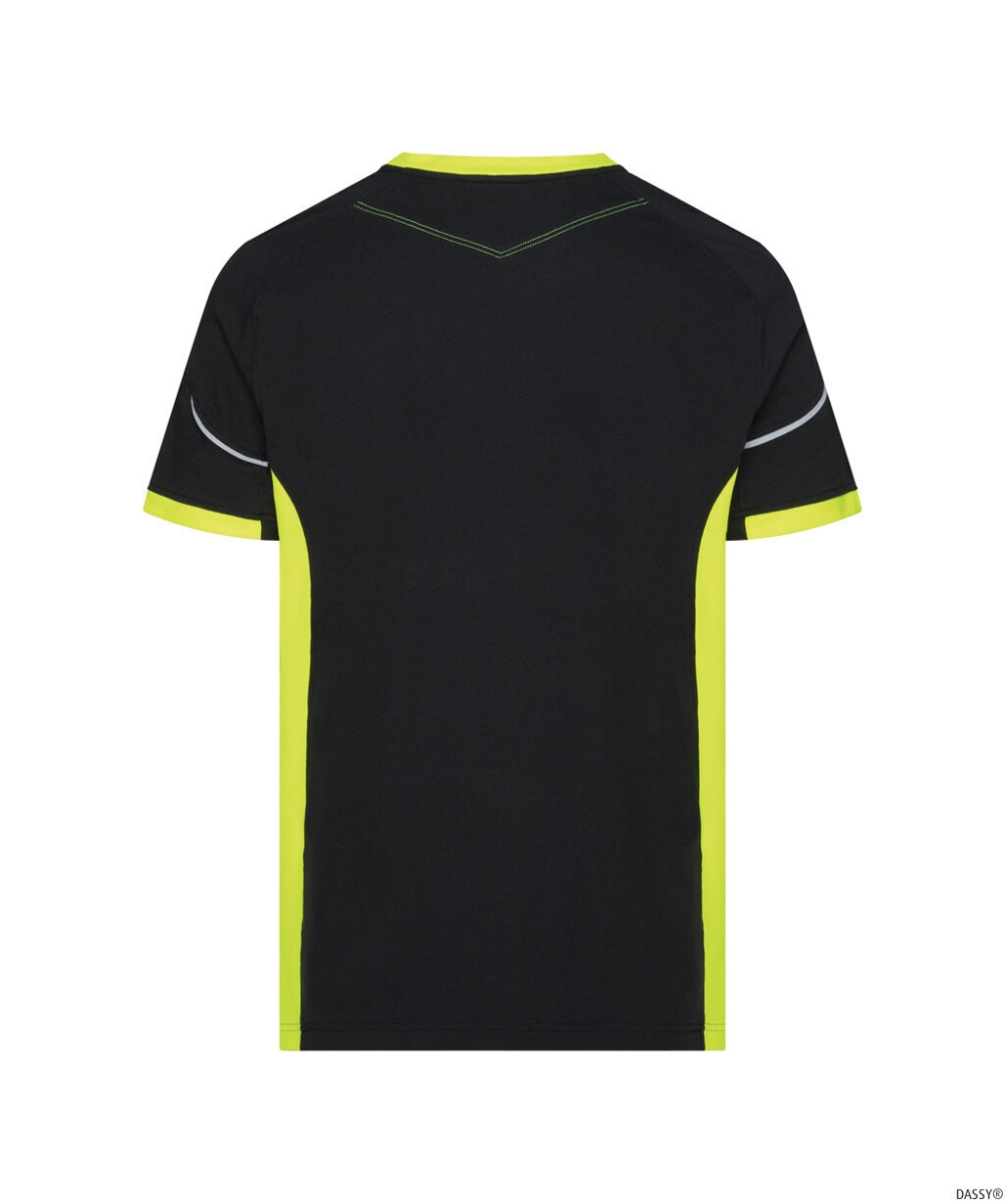 DASSY-T-Shirt TAMPICO, 180 g/m², schwarz/neongelb