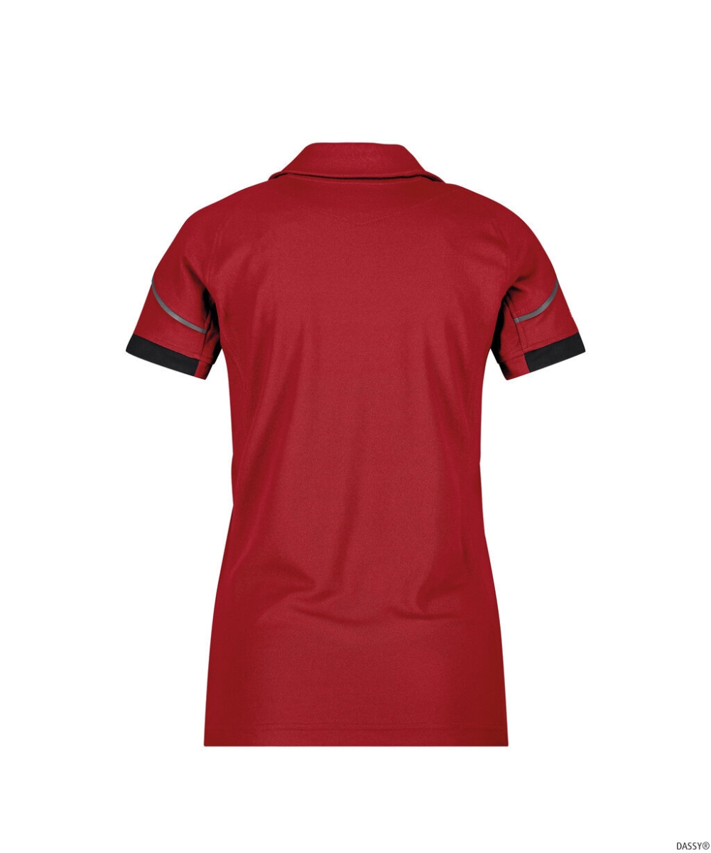 DASSY-Damen-Polo-Shirt TRAXION NEXT, 215 g/m², rot/schwarz