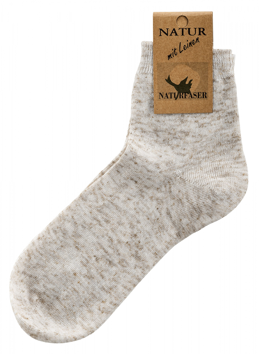 WOWERAT-Socken mit Leinen, Pkg.á 5 Paar, natur meliert