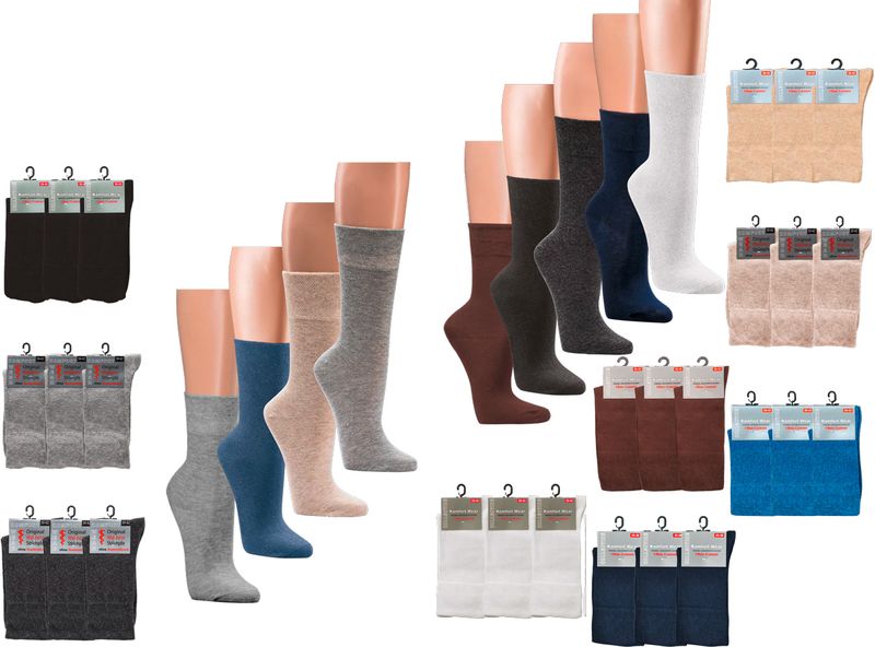WOWERAT-Gesundheits-Arbeits-Berufs-Socken, Baumwolle, Pkg.  3 Paar, dunkelbraun, camel, mittelbraun