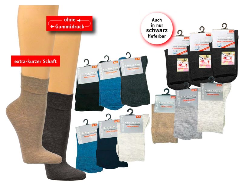 WOWERAT-Gesundheits-Arbeits-Berufs-Socken, kurzer Schaft, Pkg.  3 Paar, schwarz