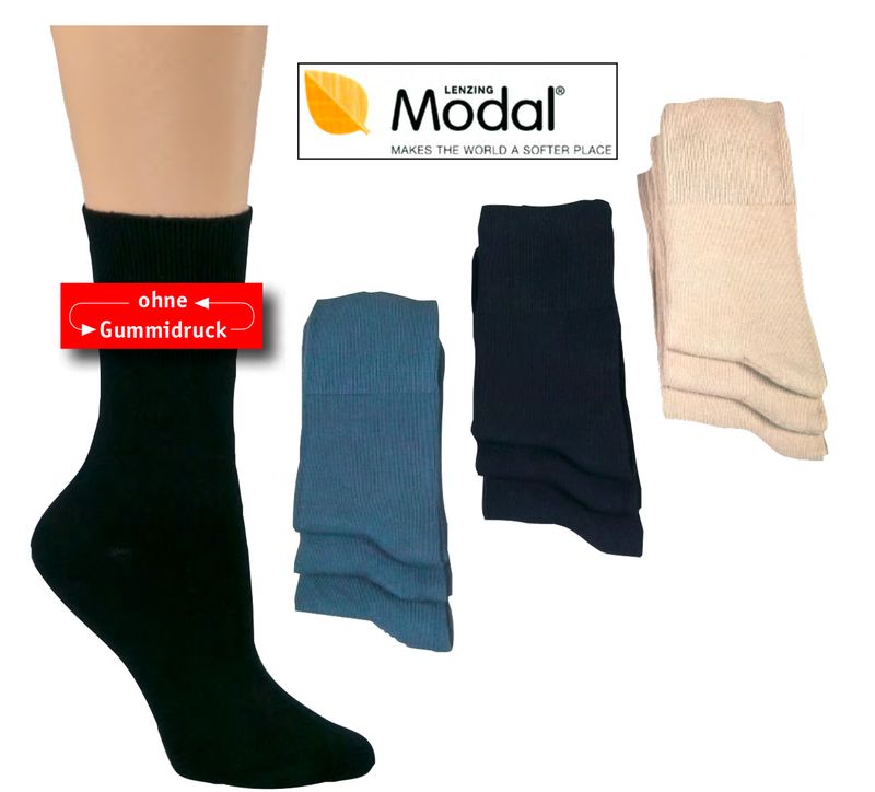 WOWERAT-Gesundheits-Arbeits-Berufs-Socken, mit Modal, Pkg.  3 Paar, farbig sortiert