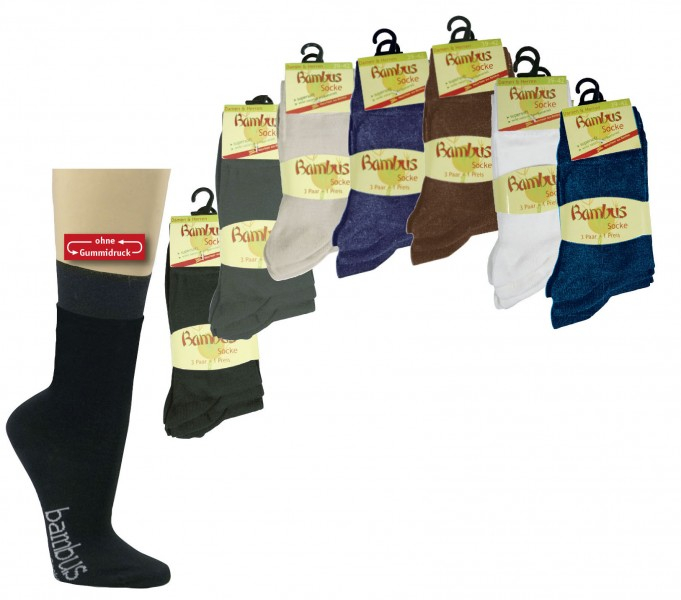 WOWERAT-Wellness-Socken, Bambus, normallang, ohne Gummizug, 3-er Pkg., anthrazit