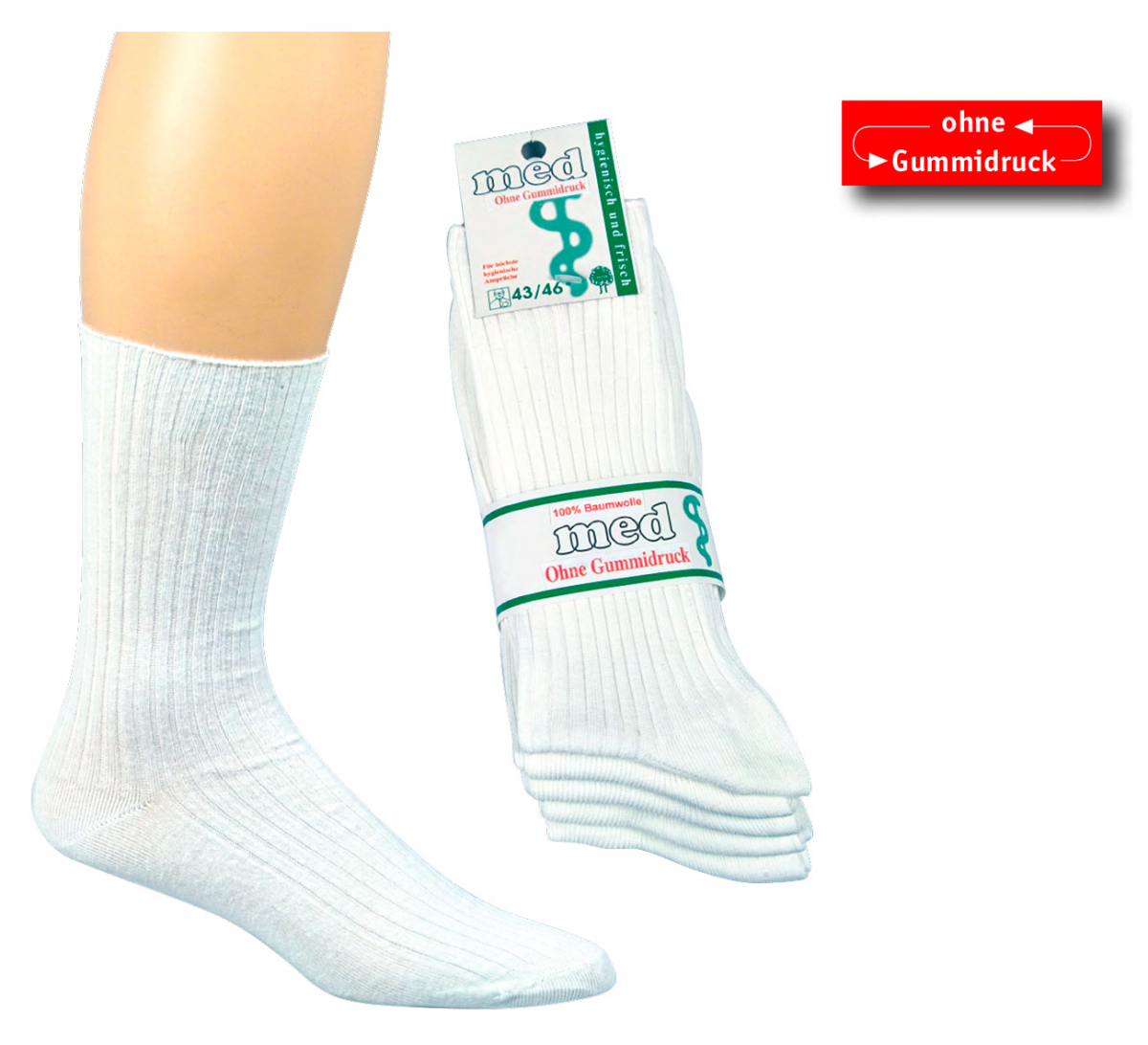 WOWERAT-Arzt- und Schwestern-Arbeits-Berufs-Socken, Pkg. á 5 Paar, weiß