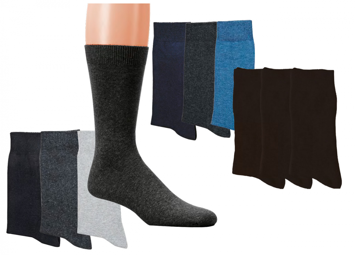 WOWERAT-Herrensocken, Doppelzylinder, 3-er Pkg., grau/blau