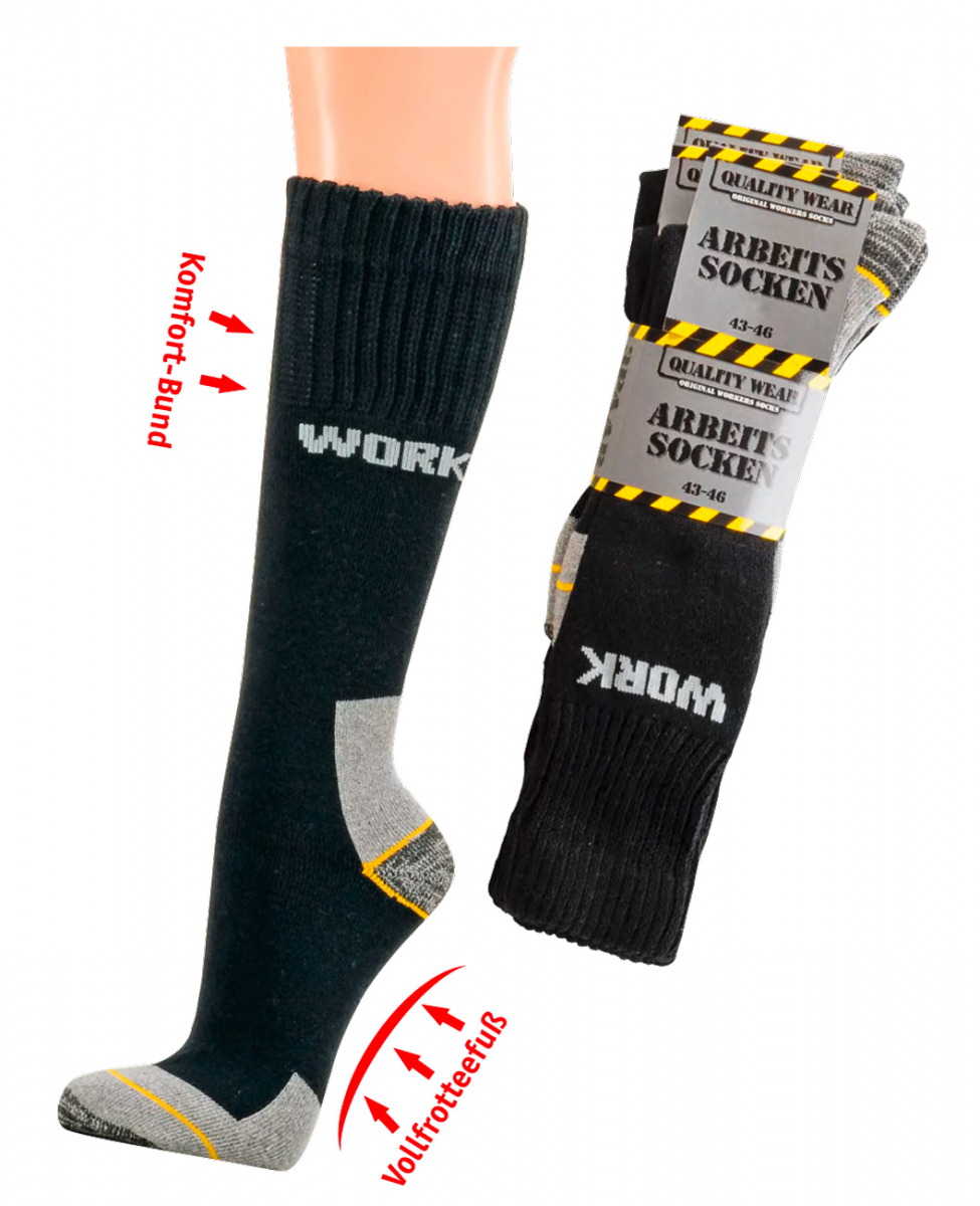 WOWERAT-Komfortbund--Arbeits-Berufs-Socken, Work, 3/4 lang, Pkg. á 3 Paar, schwarz