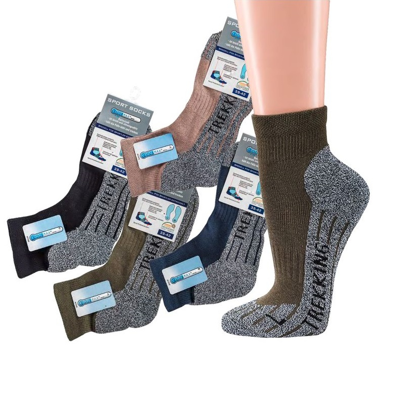 WOWERAT-COOLMAX Trekking-Socken, Kurzschaft-Form, Funktionssportsocken, mit Frotteesohle, camel