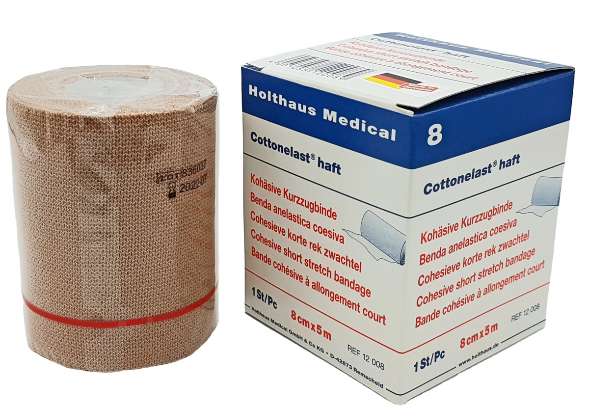 Holthaus Medical, Erste Hilfe, Cottonelast haft Kurzzug-Binde , 8 cm x 5 m