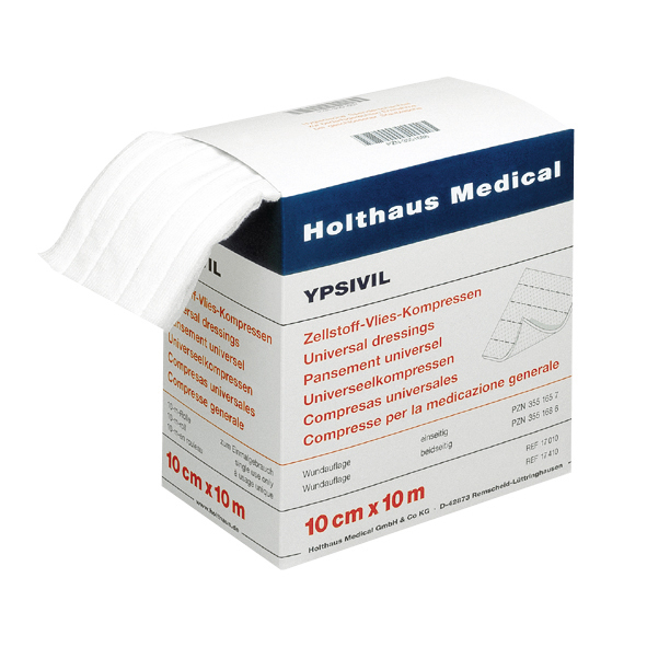 Holthaus Medical, Erste-Hilfe, YPSIVIL Zellstoff-Vlies-Kompresse , 10 cm x 10 m