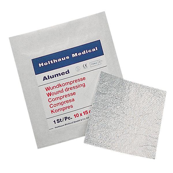 Holthaus Medical, Erste-Hilfe, Alumed Wundkompresse, 10 x 10 cm