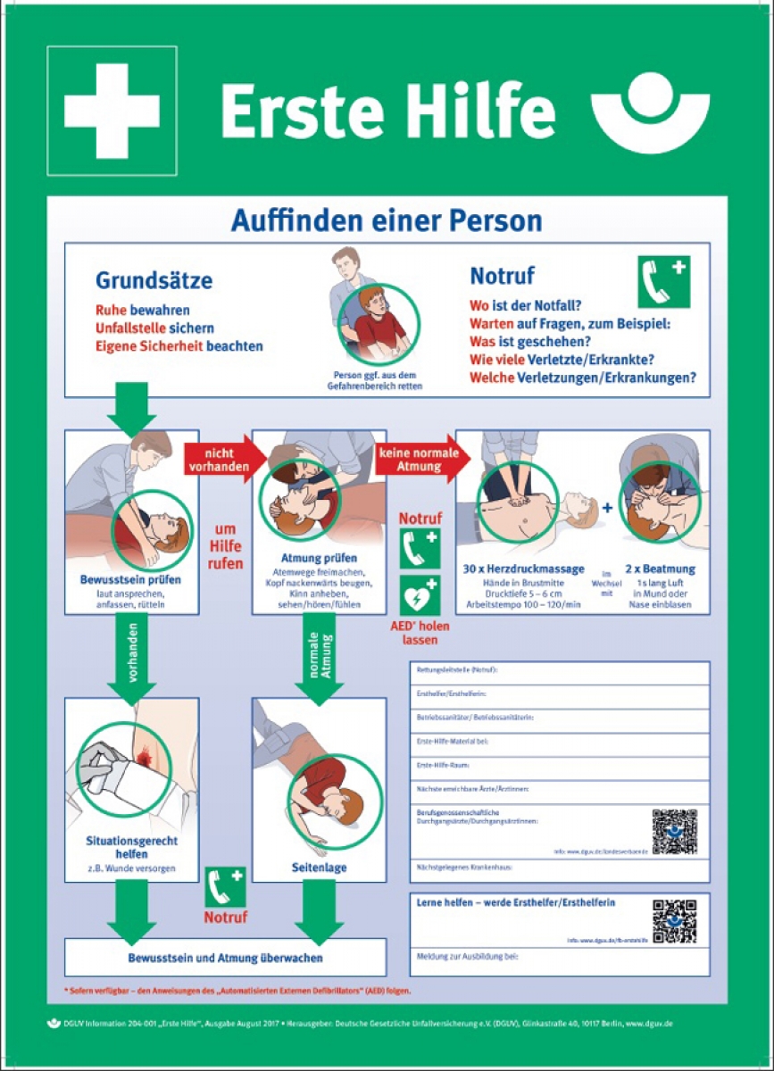 Holthaus Medical, Erste-Hilfe, Tafel Anleitung zur Ersten Hilfe , 560 x 400 mm