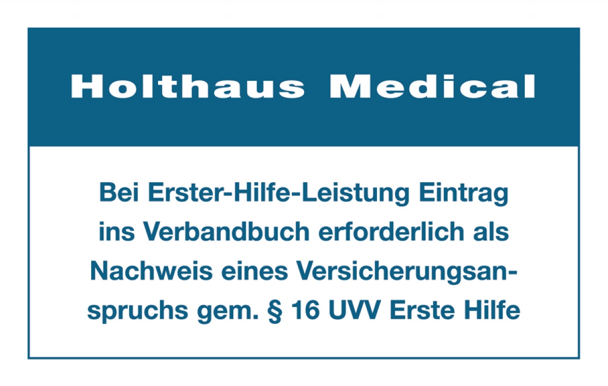 Holthaus Medical, Erste-Hilfe, Aufkleber Eintrag Verbandbuch , 60 x 100 mm