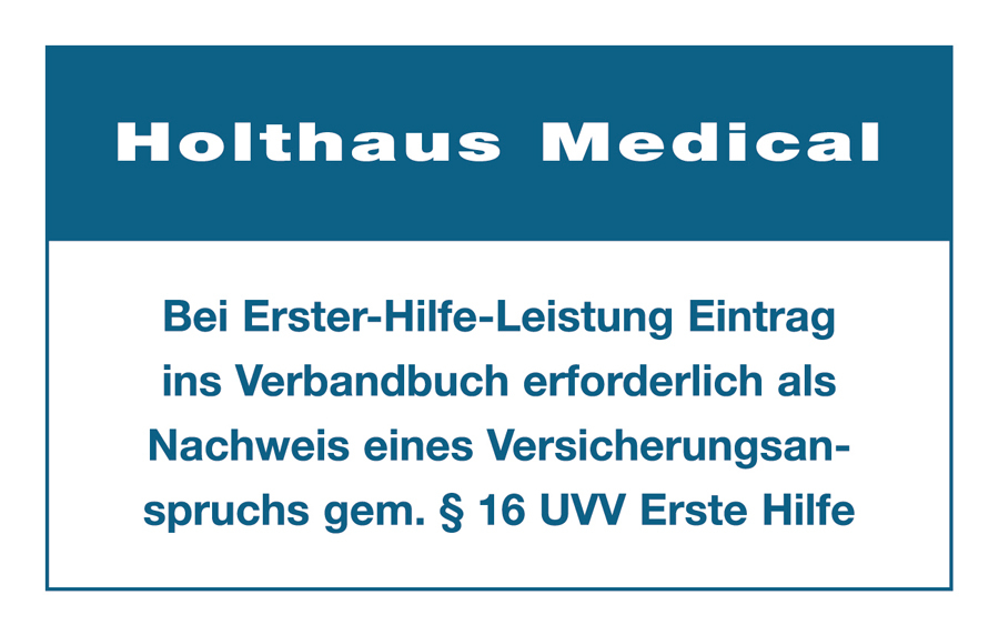 Holthaus Medical, Erste-Hilfe, Aufkleber „Eintrag Verbandbuch“ , 60 x 100 mm