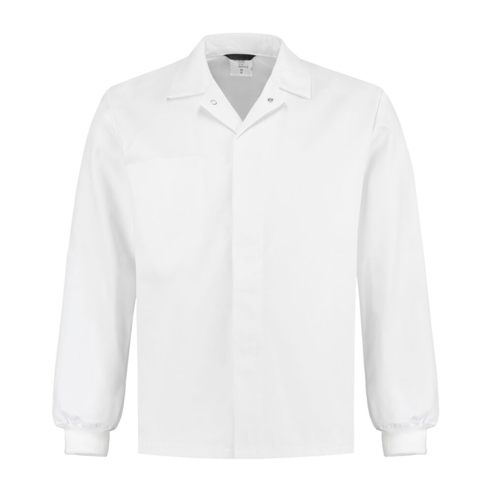 Hygiene Bundjacke Polyester/Baumwolle mit Strickbündchen, 240g/m², weiß