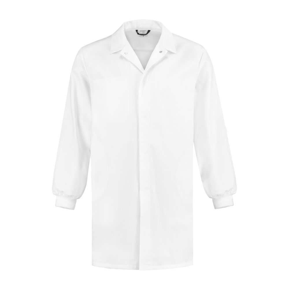 Hygiene Kittel Polyester/Baumwolle mit Strickbündchen, 260g/m², white