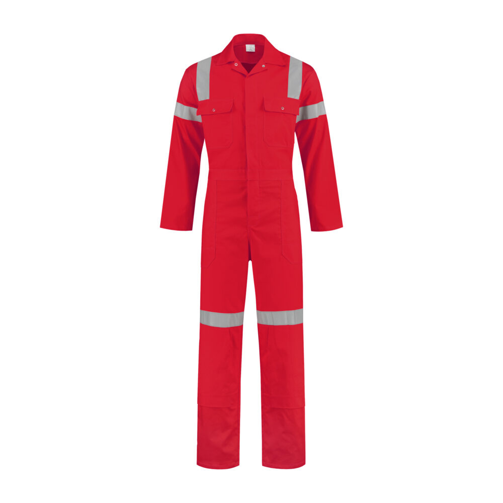 Overall mit Reflexstreifen, 200g/m², rot