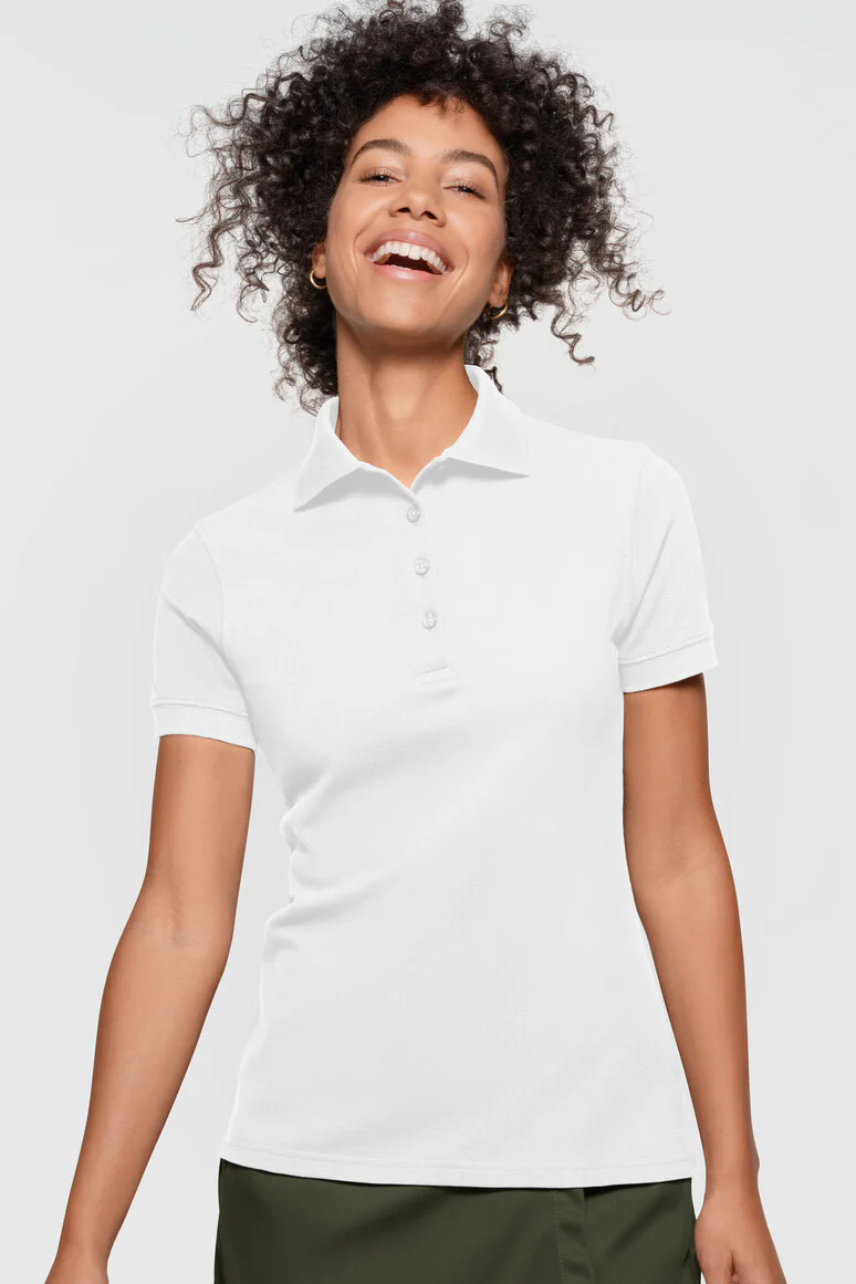 Label-Free Damen Poloshirt Heavy MIKRALINAR® ECO, weiß