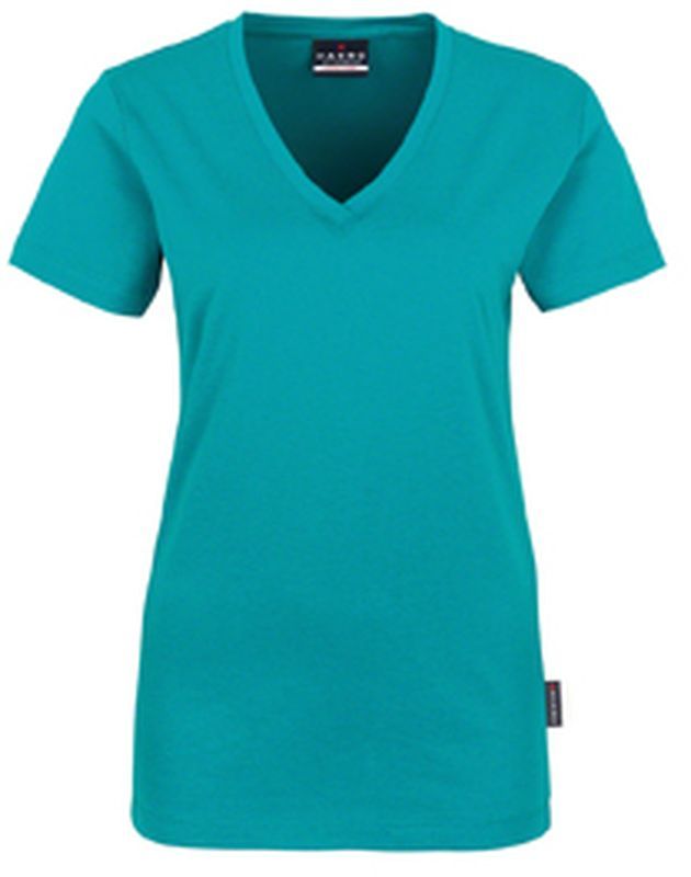 HAKRO-Worker-Shirts, Women-T-Shirt, V-Ausschnitt Classic, smaragd
