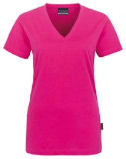 HAKRO-Worker-Shirts, Women-T-Shirt, V-Ausschnitt Classic, magenta
