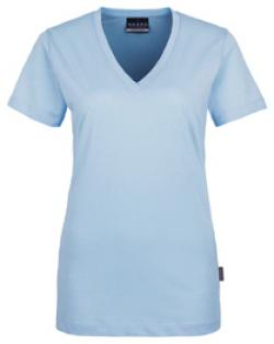 HAKRO-Worker-Shirts, Women-T-Shirt, V-Ausschnitt Classic, ice-blue