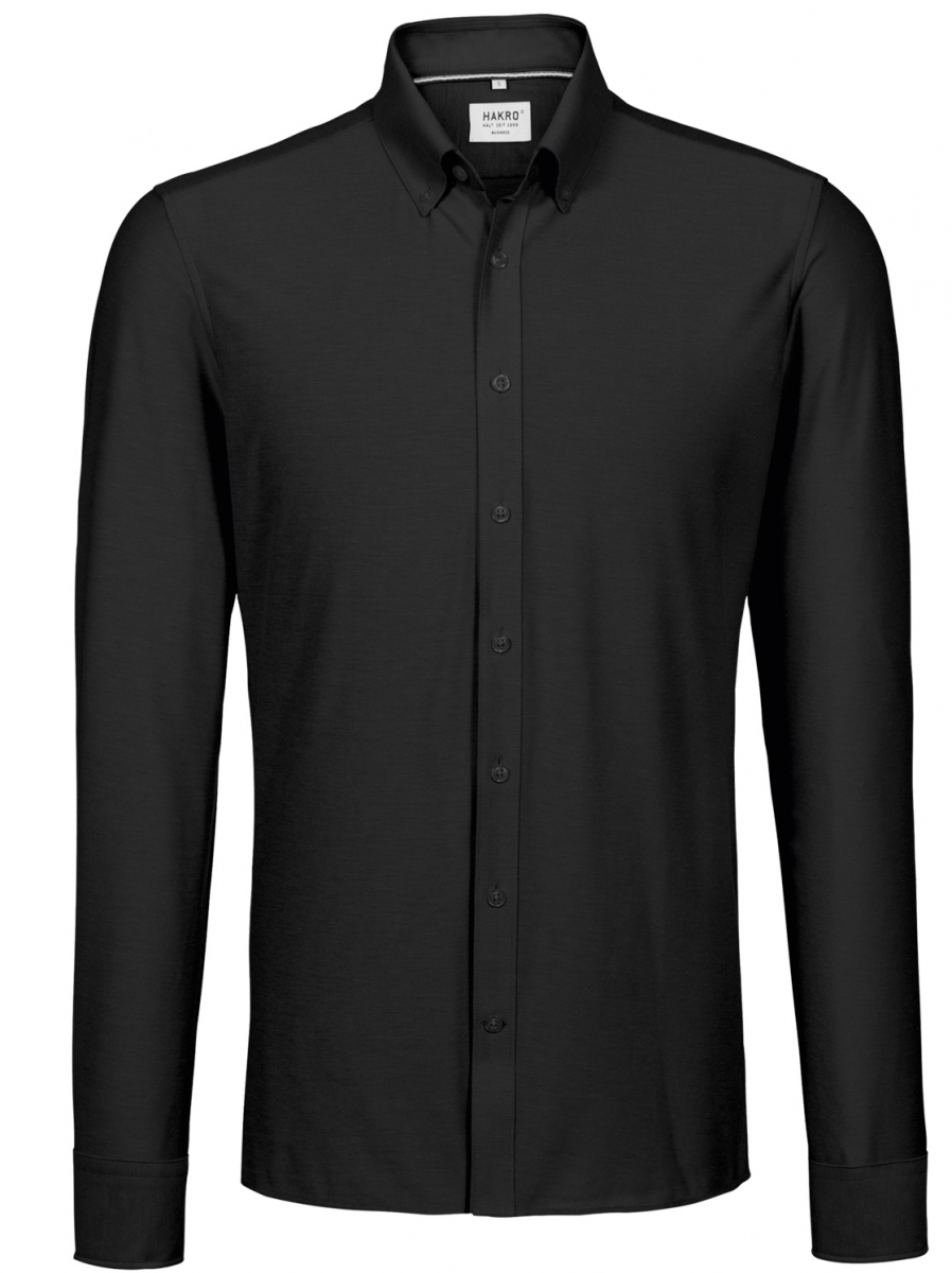 HAKRO-Workwear, Hemd, 1/1-Arm, Natural Stretch Regular, 135 g / m, schwarz