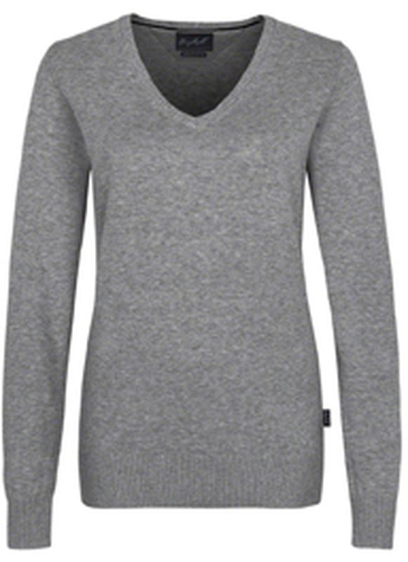 HAKRO-Workwear, Women-Pullover, V-Ausschnitt  Premium-Cotton, grau-meliert