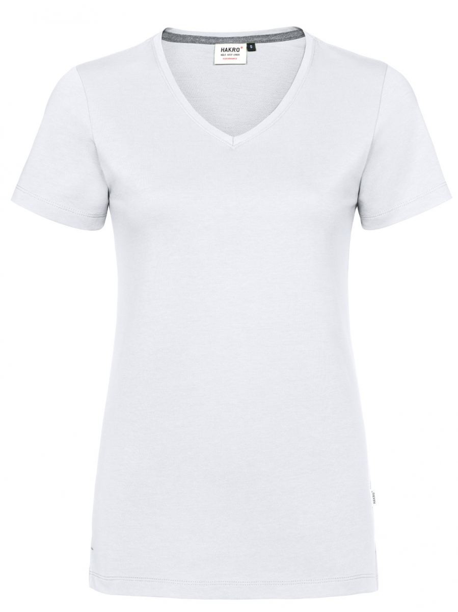 HAKRO-Worker-Shirts, Damen-V-Shirt, Cotton-Tec, 185 g / m, wei