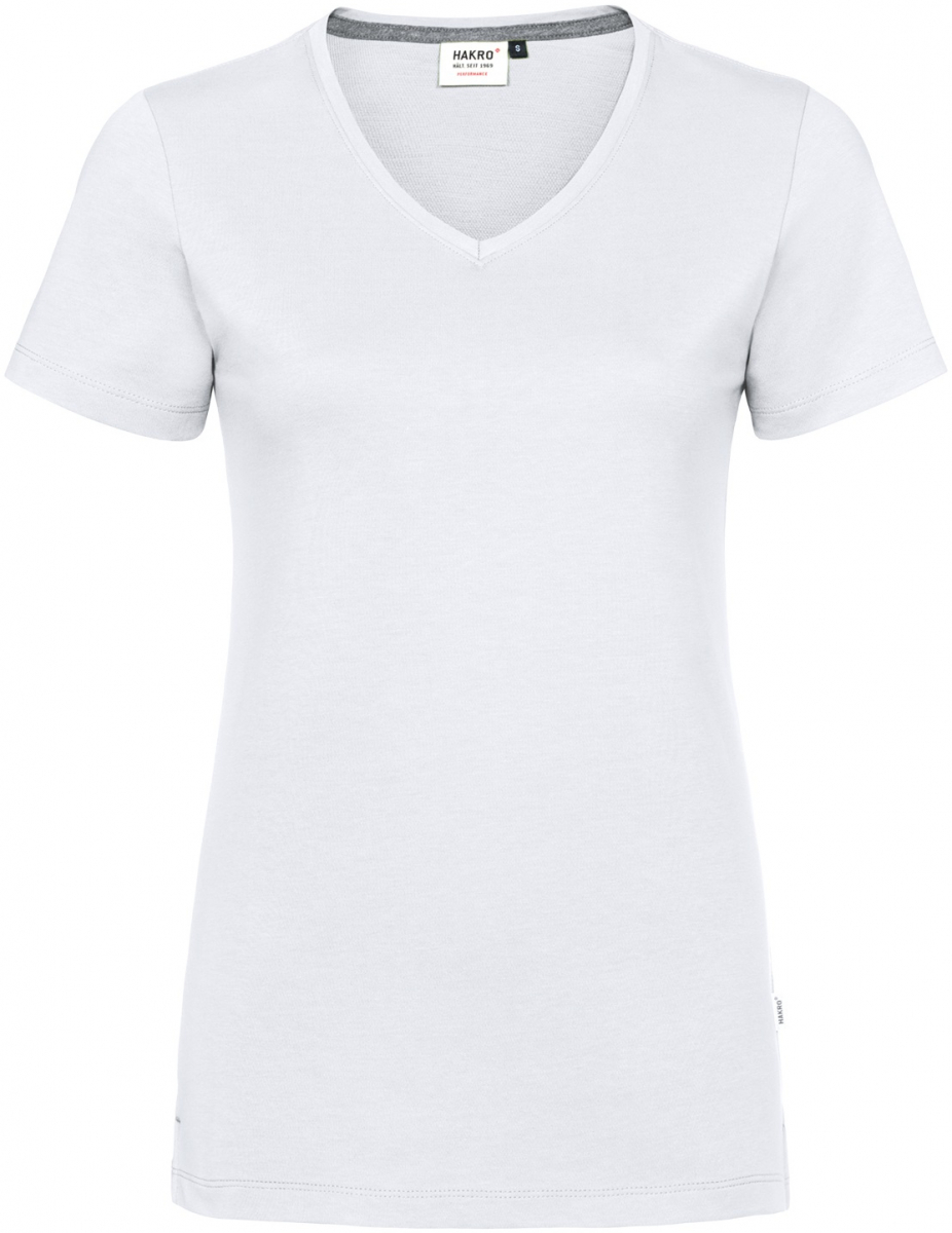 HAKRO-Worker-Shirts, Damen-V-Shirt, Cotton-Tec, 185 g / m², weiß