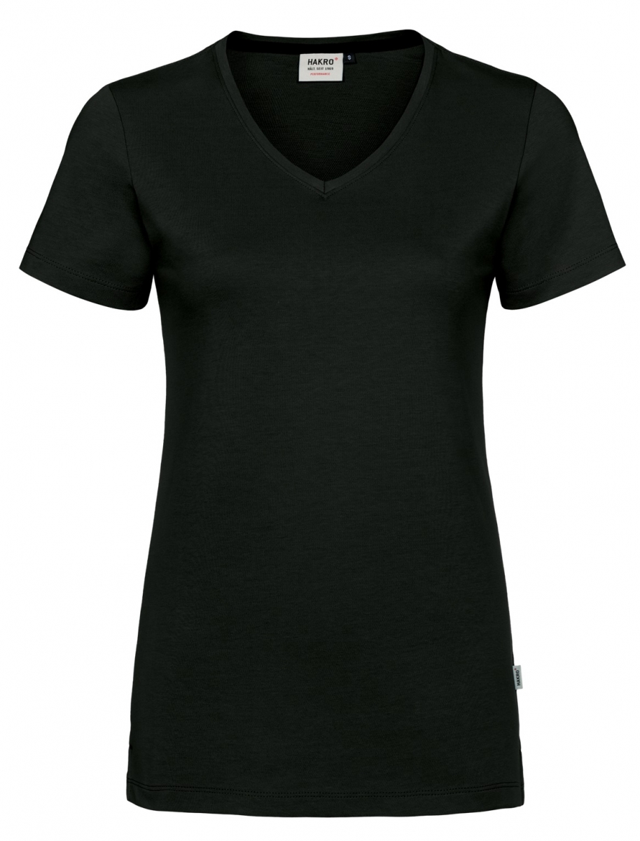 HAKRO-Worker-Shirts, Damen-V-Shirt, Cotton-Tec, 185 g / m, schwarz