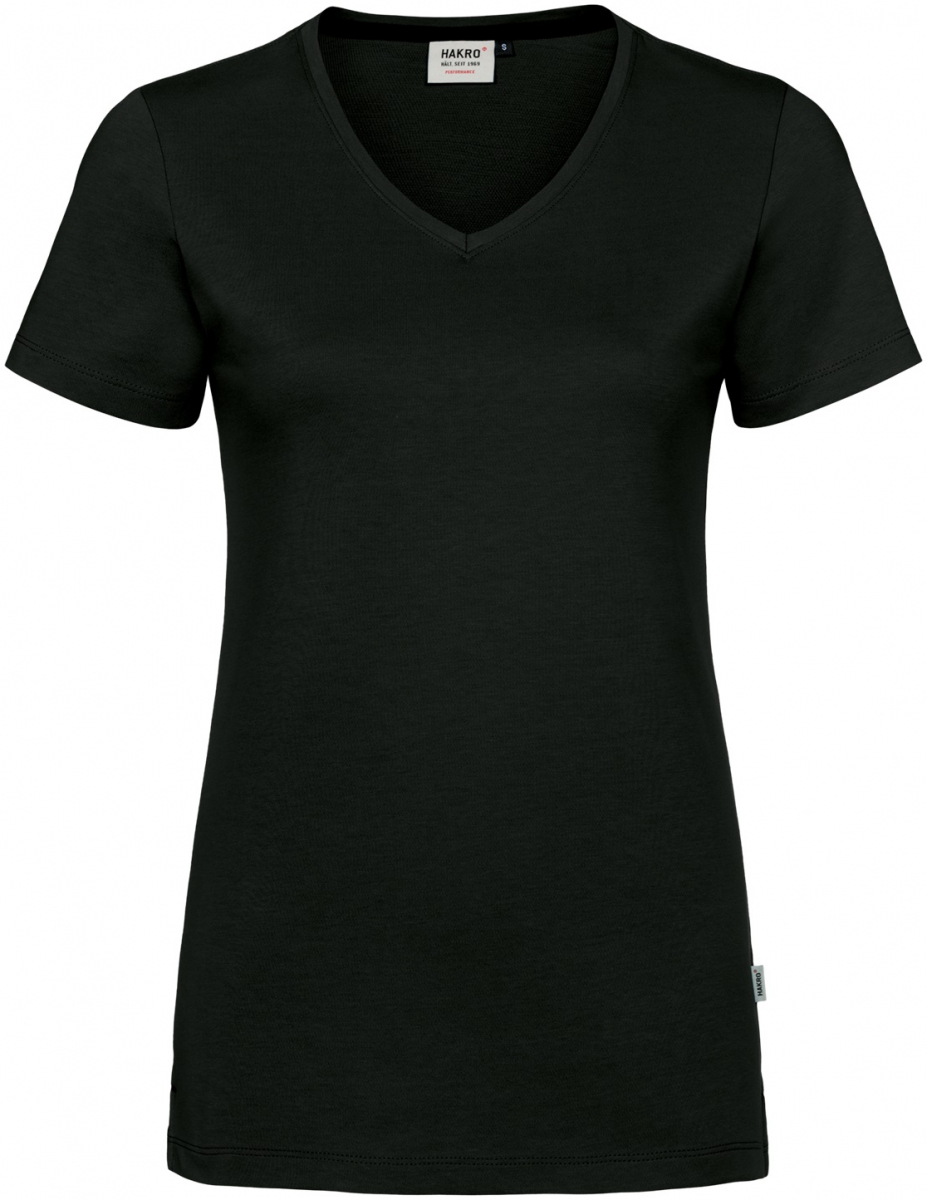 HAKRO-Worker-Shirts, Damen-V-Shirt, Cotton-Tec, 185 g / m², schwarz