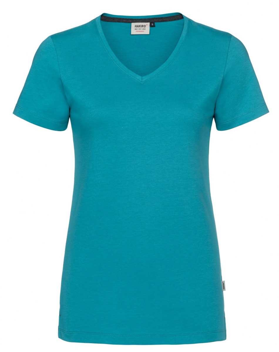 HAKRO-Worker-Shirts, Damen-V-Shirt, Cotton-Tec, 185 g / m, smaragd