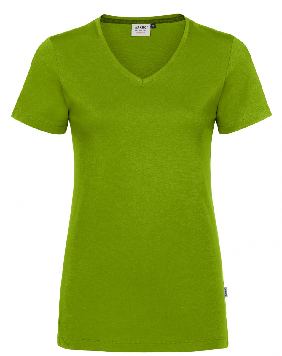 HAKRO-Worker-Shirts, Damen-V-Shirt, Cotton-Tec, 185 g / m,kiwi